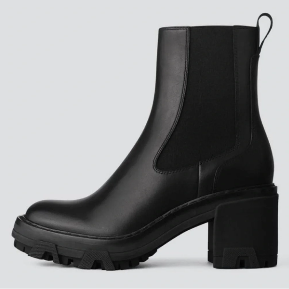 🌹RAG & BONE🌹 Shiloh Mid Leather Chelsea Boot In Black Size: 41 - Picture 2 of 16